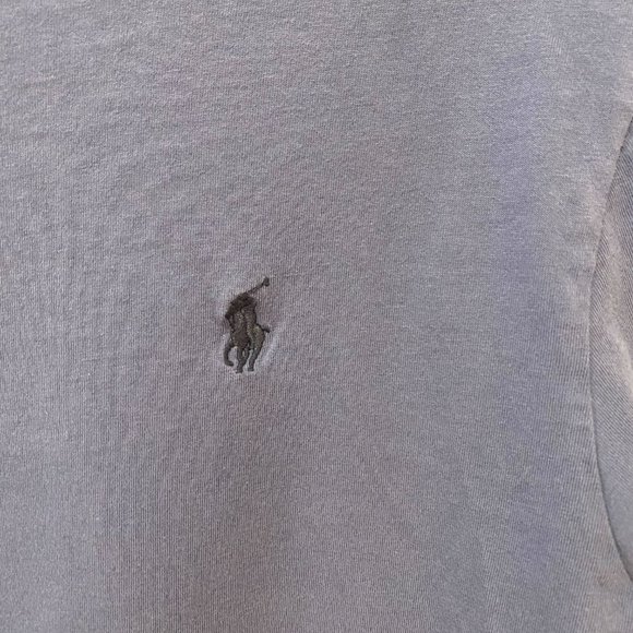 Blue Long Sleeve V Neck Ralph Lauren T Shirt - Size Medium - Picture 3 of 5